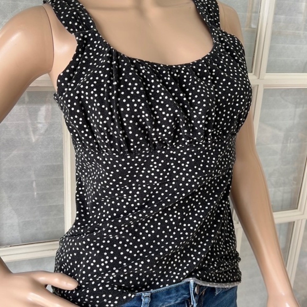 Ann Taylor Black and White Polka Dot Tank Top